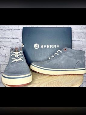 Sperry Men's Halyard Storm Chukka Boots Blue-Grey Suede Size 7.5 NEW